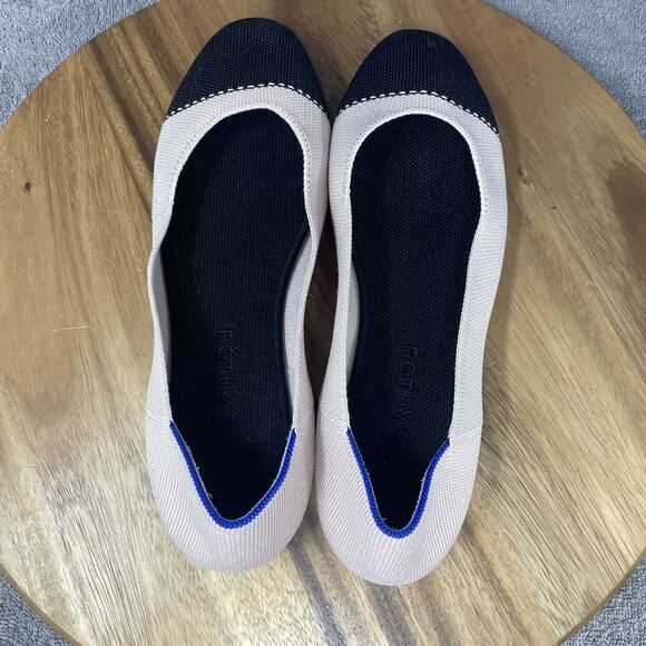 Rothy's Two-Tone Flats in Black and Cream - Picture 5 of 9